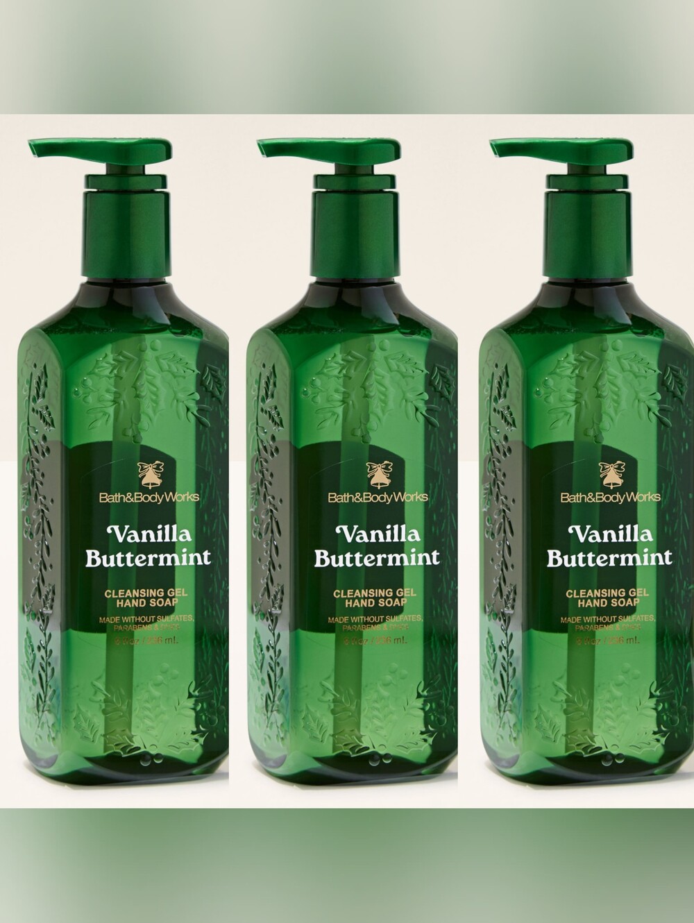 Bath & Body Works Vanilla Buttermint Cleansing Gel Hand Soap Set of 3 NEW RARE